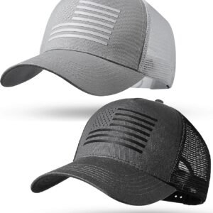 American Flag Trucker Hat Baseball Cap Snapback Fitted Hats for Men Women Snap Closure Design Breathable Mesh Side Durable